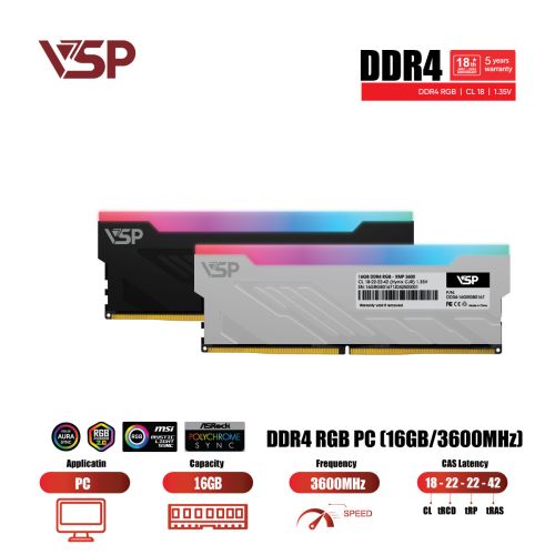 Ram VSP LED RGB DDR4 RGB 16GB - 3600MHz